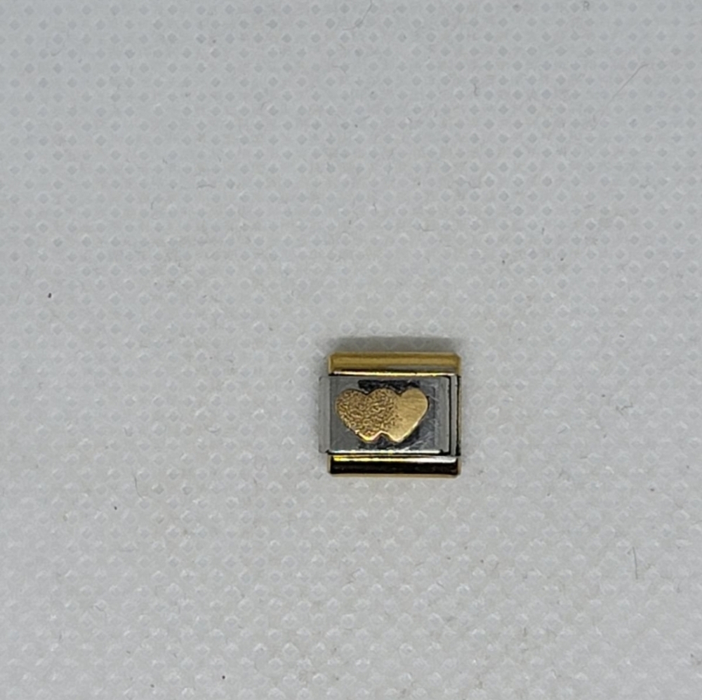Pagoda Link Charm for Link Bracelet Two Hearts